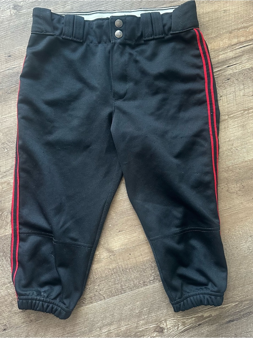 Kids Evoshield Black Baseball Knickers with Red Stripe